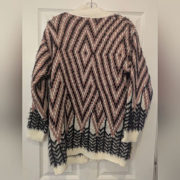 NWT Cardigan Sweater Button Closure Knit Multi Color Fur Warm Heavy M/L Zig Dad - Picture 6 of 12